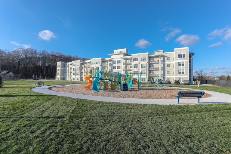 Play park surrounded by lush green grass.