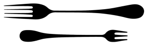 Black png of two forks, Logo for Two Forks Port Stanley.